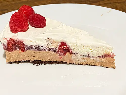 sugar-free raspberry chocolate cheesecake recipe- ready to eat