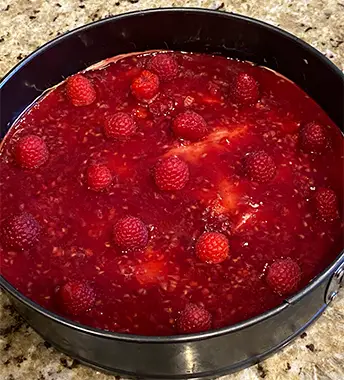 Sugar-free Raspberry Chocolate Cheesecake recipe -raspberry layer