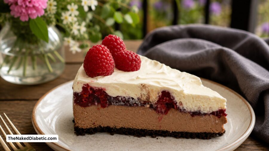 Sugar Free Raspberry Chocolate cheesecake