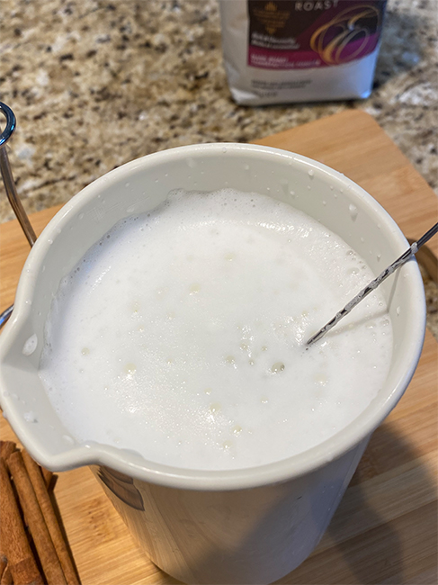 sugar-free pumpkin spice latte recipe - frothed milk