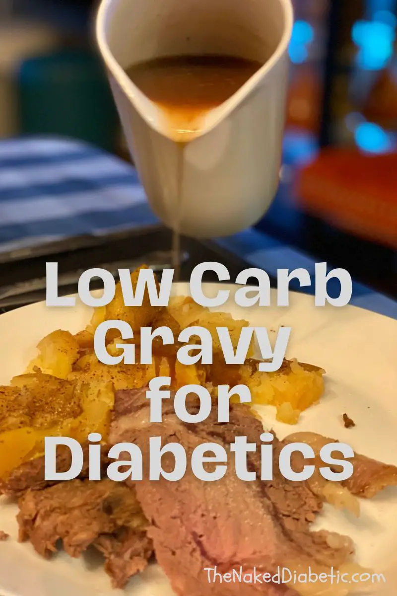 picture of beef gravy being poured onto prime rib- diabetic loe carb gravy recipe