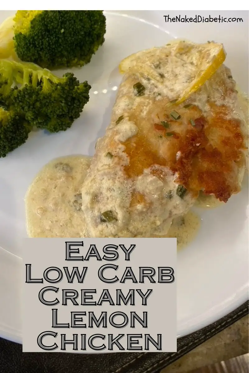 picture of low carb creamy lemon chicken on a plate with broccoli