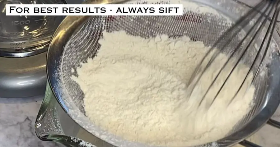 picture of king arthur keto wheat flour being sifted in a sieve