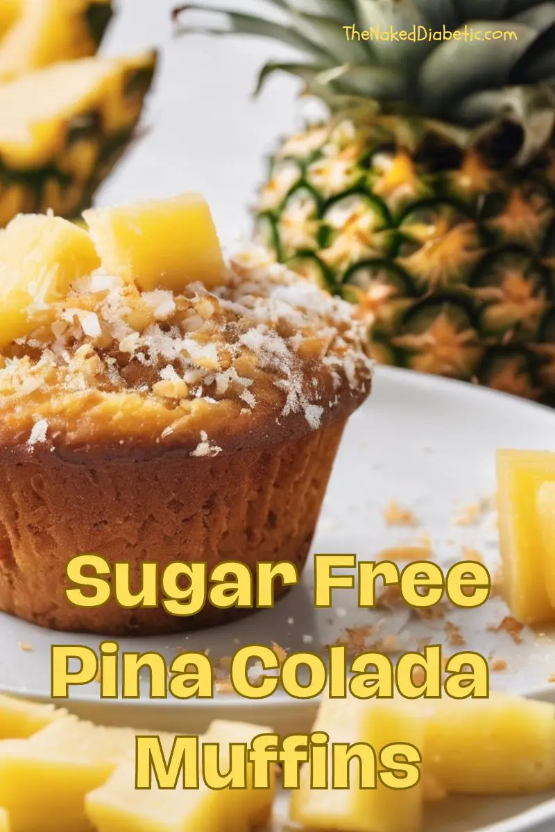 sugar free pina colada muffin on a plate surrounded by pineapple