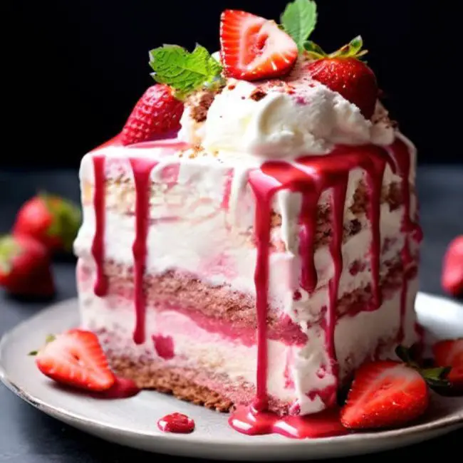 Sugar Free Strawberry Ice Cream Cake