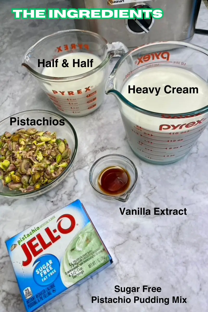 sugar free pistachio ice cream ingredieents