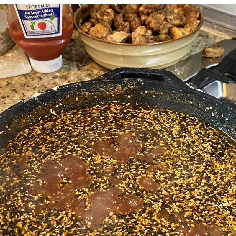 making Low Carb Sweet and Spicy Chicken