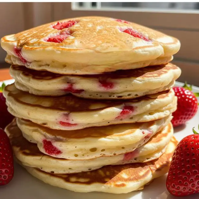 low carb strawberry pancakes on a plate