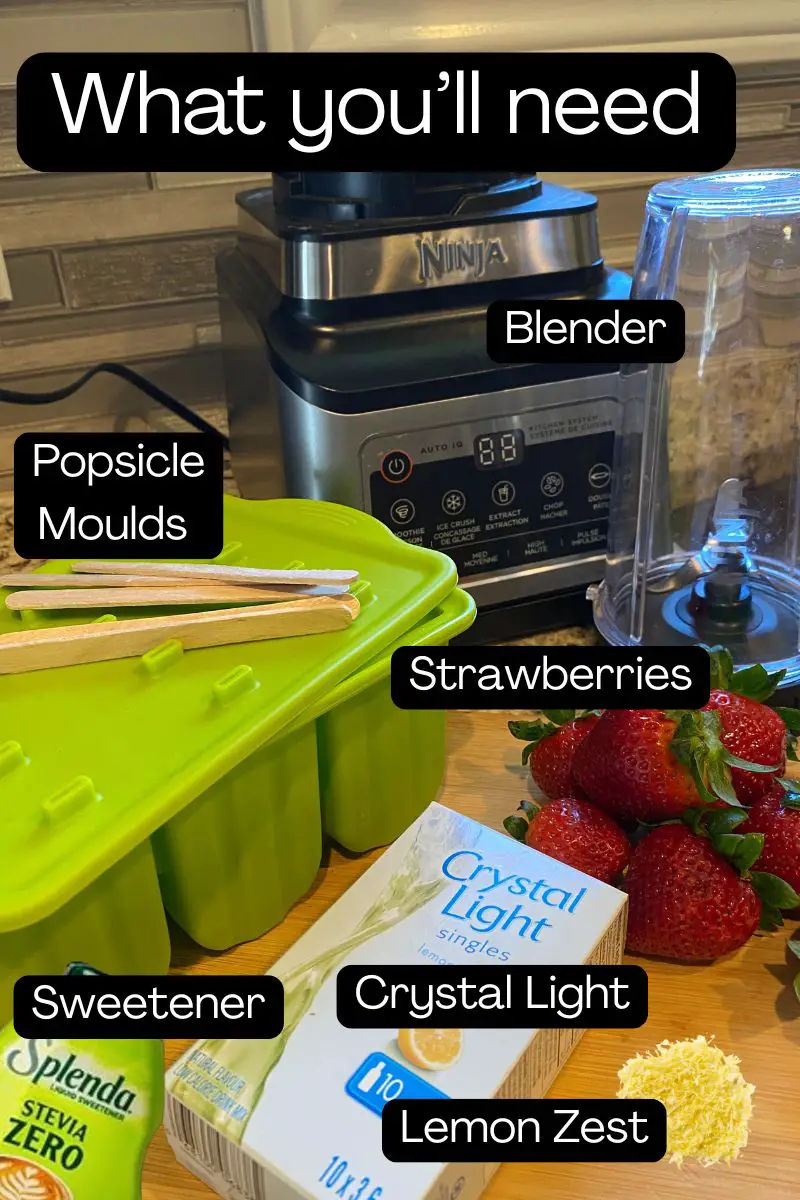 ingredients for low carb strawberry lemonade popsicles