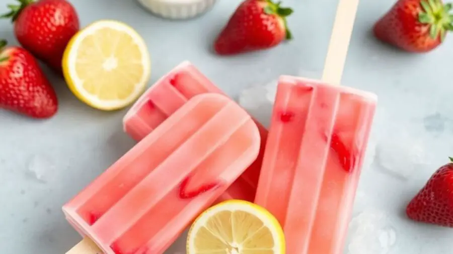 low carb strawberry lemonade popsicles